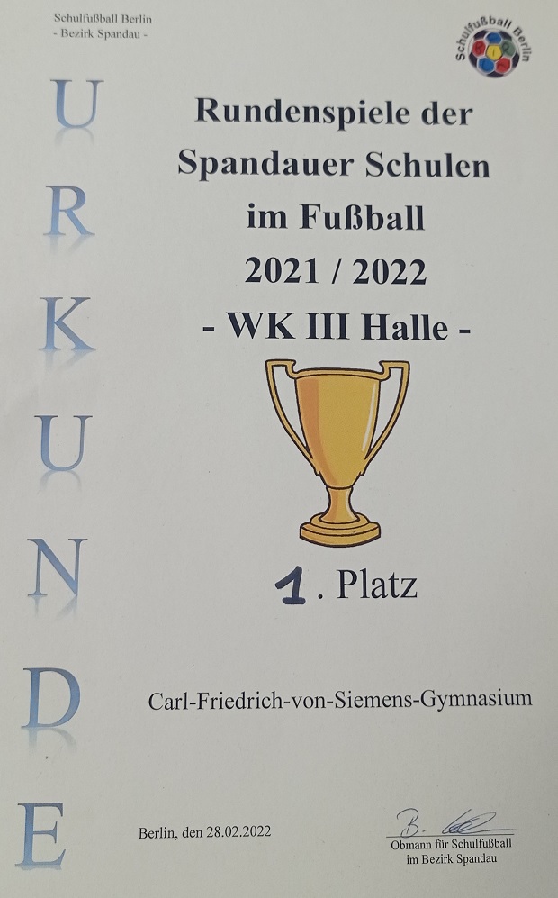 Urkunde Fussball 2022